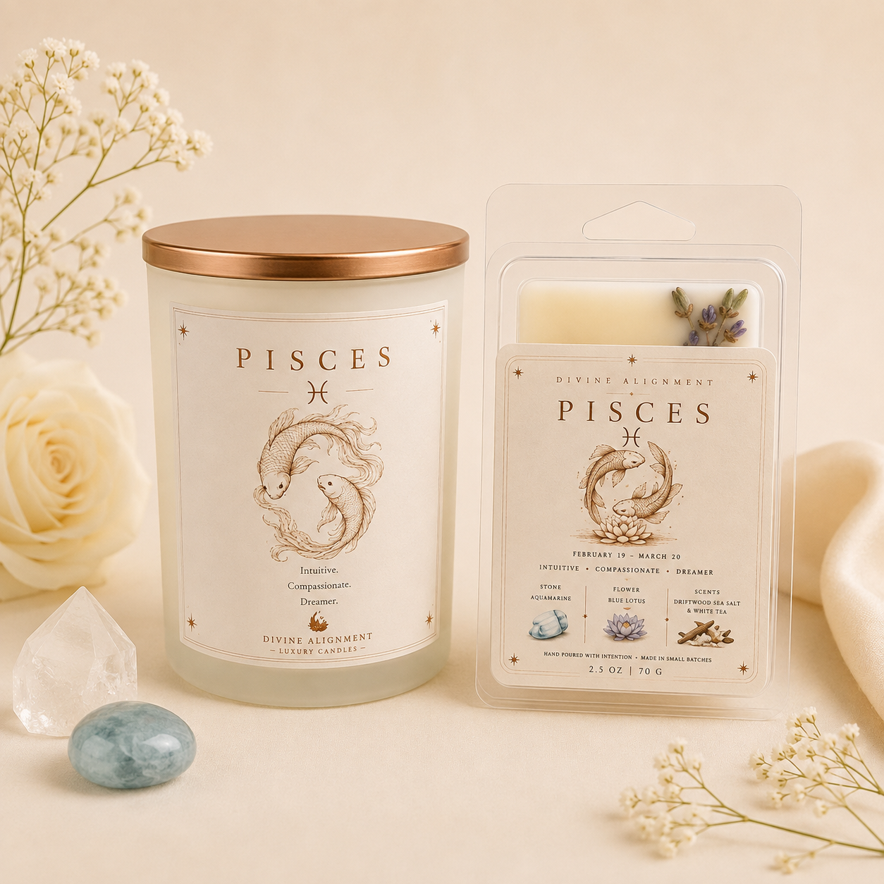 Pisces Candle + Wax Melt Bundle